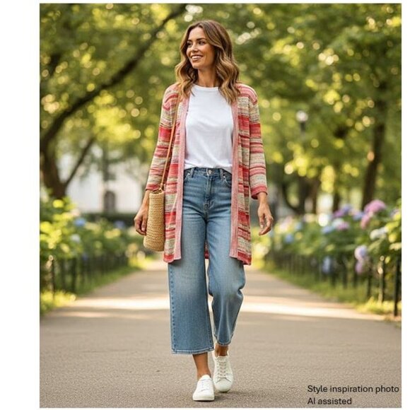 DANA BUCHMAN - Open knit long multi-coloured cardigan - Picture 2 of 9